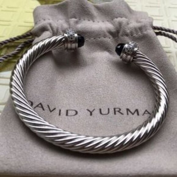David Yurman Black Onyx Bracelet w Diamonds -7mm - Picture 4 of 5